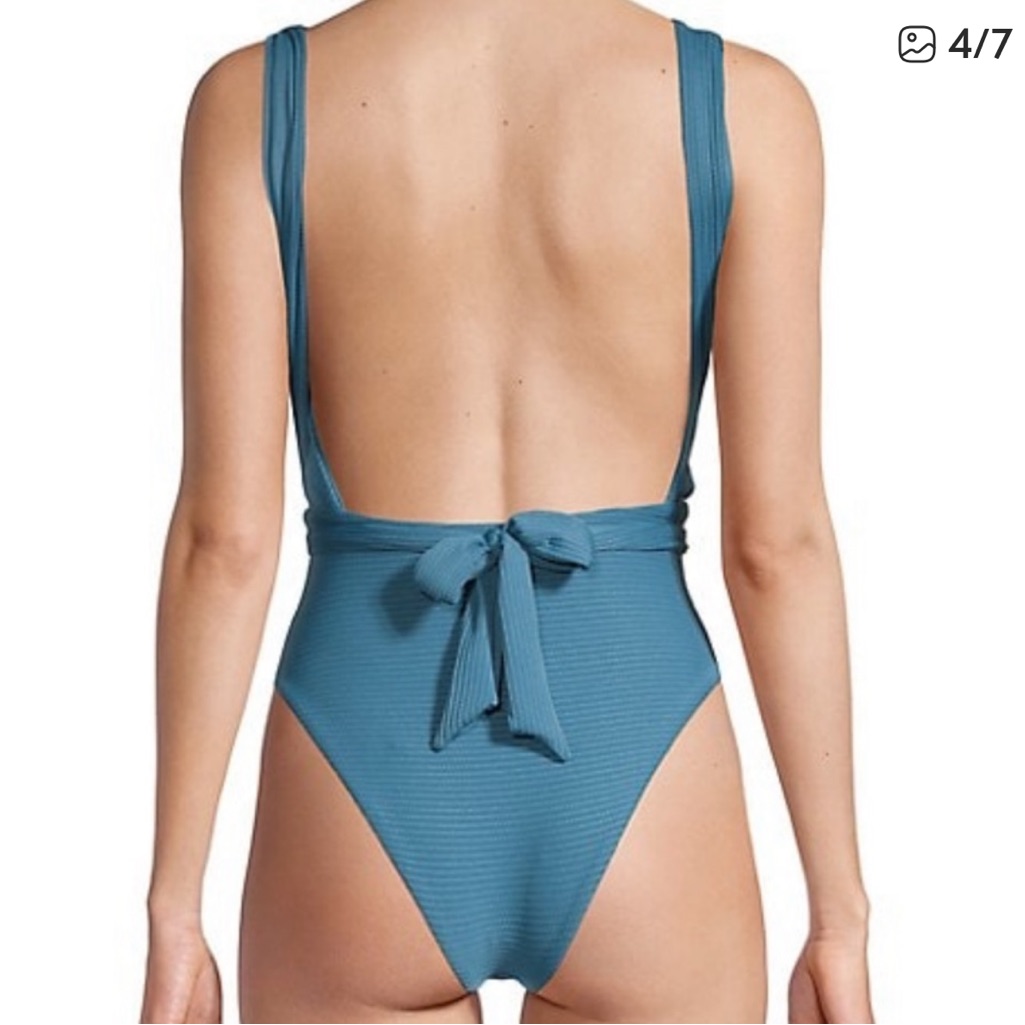Nwt L*Space Allegra 4 Way Textured Blue One-Piece Swimsuit Size Small — image 7 of 8